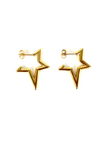 Load image into Gallery viewer, Luna Anti Tarnish 18K Gold Plated Star Hoops