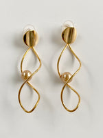 Load image into Gallery viewer, All Twisted Golden N Pearl Earrings