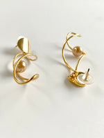 Load image into Gallery viewer, All Twisted Golden N Pearl Earrings