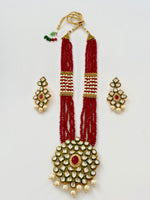 Load image into Gallery viewer, Beaded Whispers of Glam Kundan & Pearl Long Necklace Set