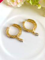 Load image into Gallery viewer, Daily Dazzling White Diamond Golden Loop Earrings
