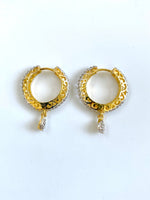 Load image into Gallery viewer, Daily Dazzling White Diamond Golden Loop Earrings