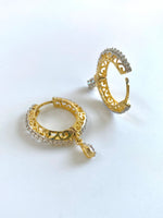 Load image into Gallery viewer, Daily Dazzling White Diamond Golden Loop Earrings