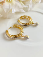 Load image into Gallery viewer, Daily Dazzling White Diamond Golden Loop Earrings