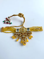 Load image into Gallery viewer, Double Mirror Pearl Golden Mustard Choker Set