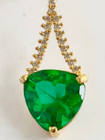 Load image into Gallery viewer, Effil In Ear Emerald White Diamond Golden Earrings