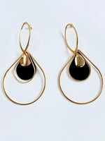 Load image into Gallery viewer, Elizabeth Multishaped Black and Golden Big Earrings