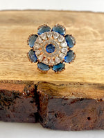 Load image into Gallery viewer, Elizabeth Royal Blue White Diamond Free Size Ring