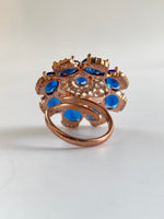 Load image into Gallery viewer, Elizabeth Royal Blue White Diamond Free Size Ring