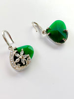 Load image into Gallery viewer, Emerald White Diamond Star Hook Earrings