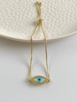 Load image into Gallery viewer, Evil Eye Gold Diamond Bracelet