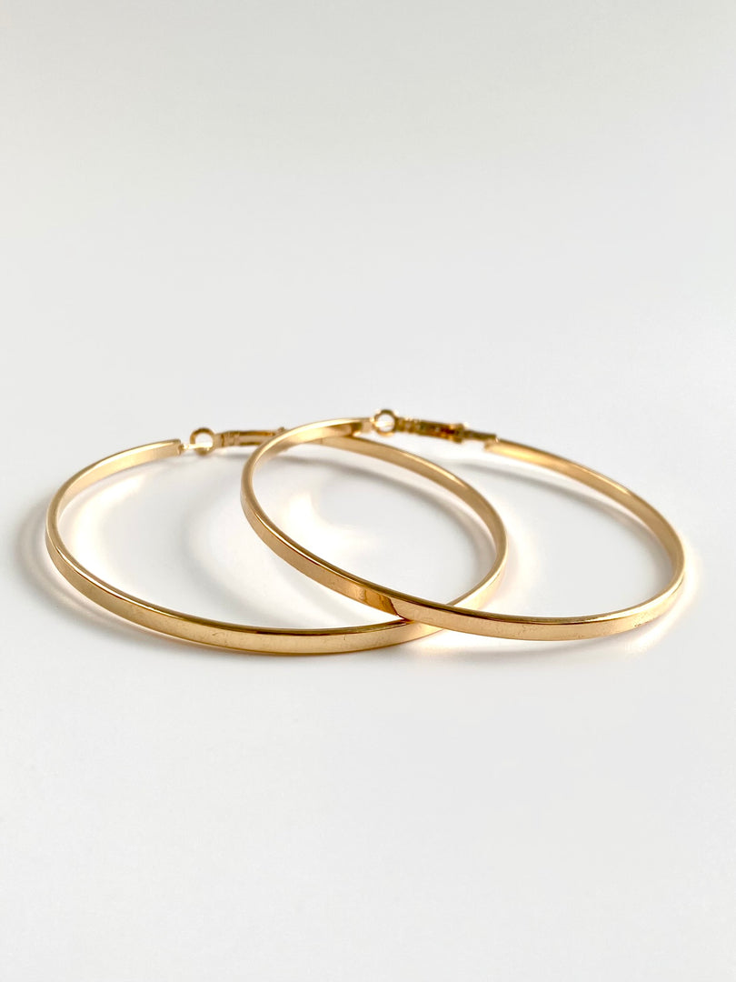 Flat Golden Loop Earrings
