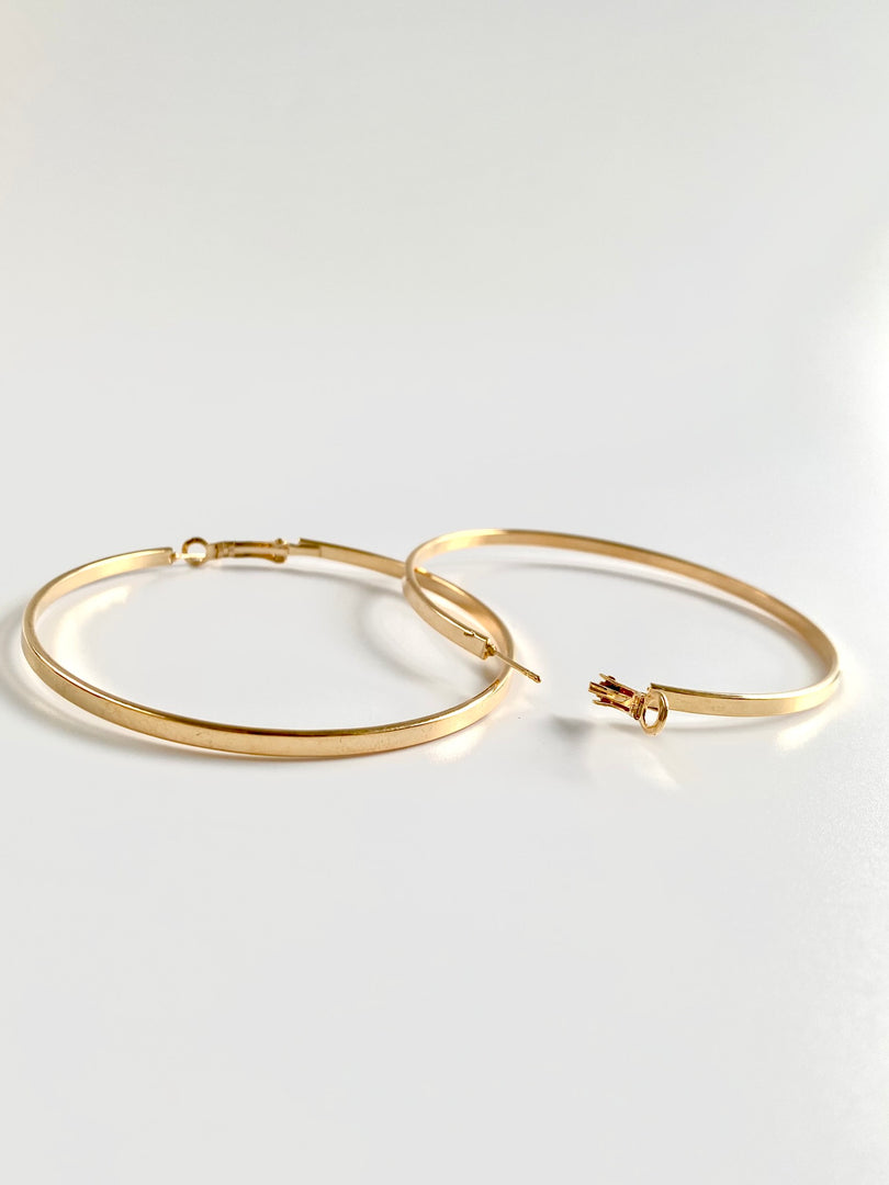 Flat Golden Loop Earrings