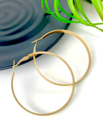 Load image into Gallery viewer, Flat Golden Loop Earrings