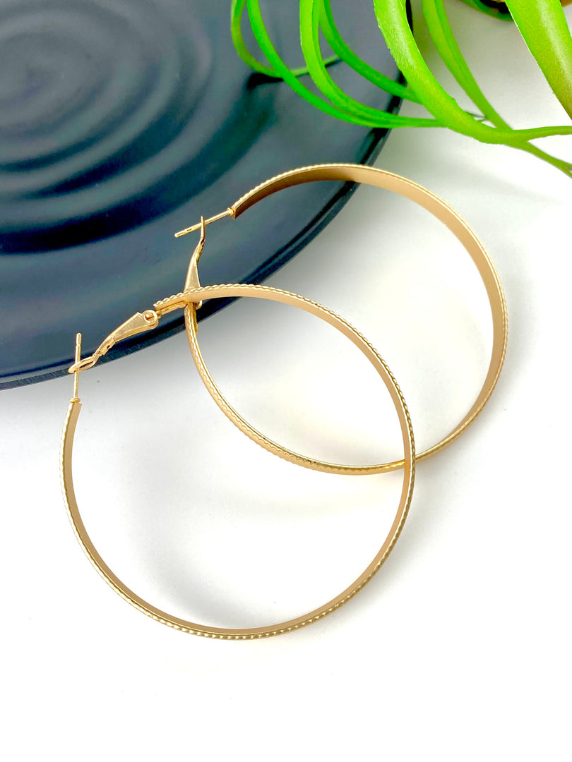 Flat Golden Loop Earrings