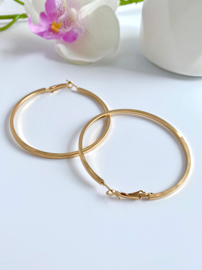 Flat N Elegant Golden Loop Earrings