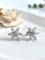 Load image into Gallery viewer, Floral White Star Diamond Stud Earrings