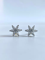 Load image into Gallery viewer, Floral White Star Diamond Stud Earrings