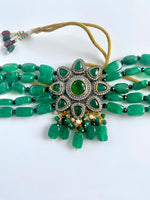Load image into Gallery viewer, Galaxy Of Green Diamond Choker Set