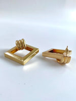 Load image into Gallery viewer, Golden Rectangle Hanging From Corner Earrings