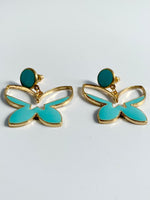 Load image into Gallery viewer, Golden and Turqoise Earrings