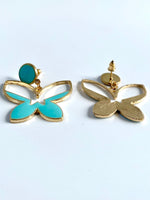 Load image into Gallery viewer, Golden and Turqoise Earrings