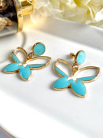 Load image into Gallery viewer, Golden and Turqoise Earrings
