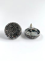 Load image into Gallery viewer, Grey Diamond Round Studded Earrings