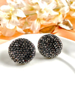 Load image into Gallery viewer, Grey Diamond Round Studded Earrings