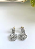 Load image into Gallery viewer, Hanging White Diamond Wheel Dangler Earrings