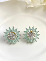 Load image into Gallery viewer, Sun Of Mint Rays Diamond White Stud Earrings