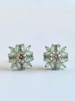 Load image into Gallery viewer, Jozy Mint Green White Diamond Earrings