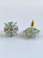 Load image into Gallery viewer, Jozy Mint Green White Diamond Earrings