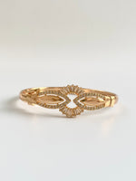 Load image into Gallery viewer, Leaf n Circle Gold Diamond Bangle Bracelet