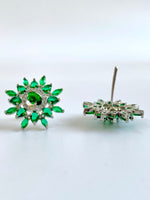 Load image into Gallery viewer, Lisa Green & White Diamond Stud Earrings