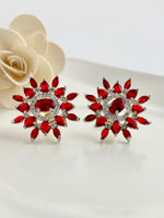 Load image into Gallery viewer, Lisa Red n White Diamond Stud Earrings