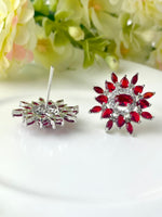 Load image into Gallery viewer, Lisa Red n White Diamond Stud Earrings