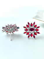Load image into Gallery viewer, Lisa Red n White Diamond Stud Earrings