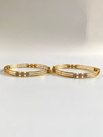 Load image into Gallery viewer, Tri Diamond Track Gold Diamond Bangle Set of Two