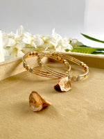 Load image into Gallery viewer, Tri Diamond Track Gold Diamond Bangle Set of Two