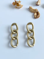 Load image into Gallery viewer, Matte Finish Three Layered Golden Hoop Earrings