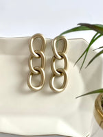 Load image into Gallery viewer, Matte Finish Three Layered Golden Hoop Earrings