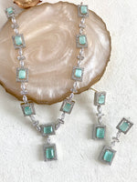 Load image into Gallery viewer, Mint Brick Diamond Necklace Set
