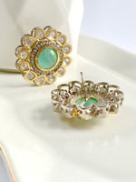 Load image into Gallery viewer, Minty Moon Day Kundan Pearl Diamond Choker Necklace Set