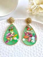 Load image into Gallery viewer, Multiple Coloured Green Base Drop Earrings