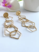 Load image into Gallery viewer, Multiple Hexagonal Rings Earrings