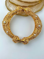 Load image into Gallery viewer, Old is Gold Golden and Pearl Kada Bangle
