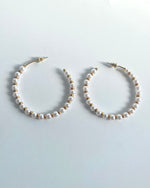 Load image into Gallery viewer, Pearl N Golden Loop Earrings