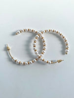 Load image into Gallery viewer, Pearl N Golden Loop Earrings