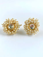 Load image into Gallery viewer, Pearl Shower White Kundan Earrings